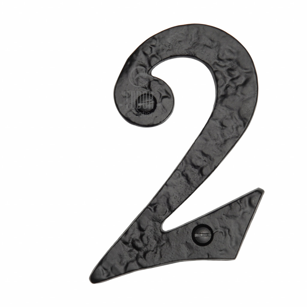 Tudor Rustic Black Numeral 2 – size 102mm
